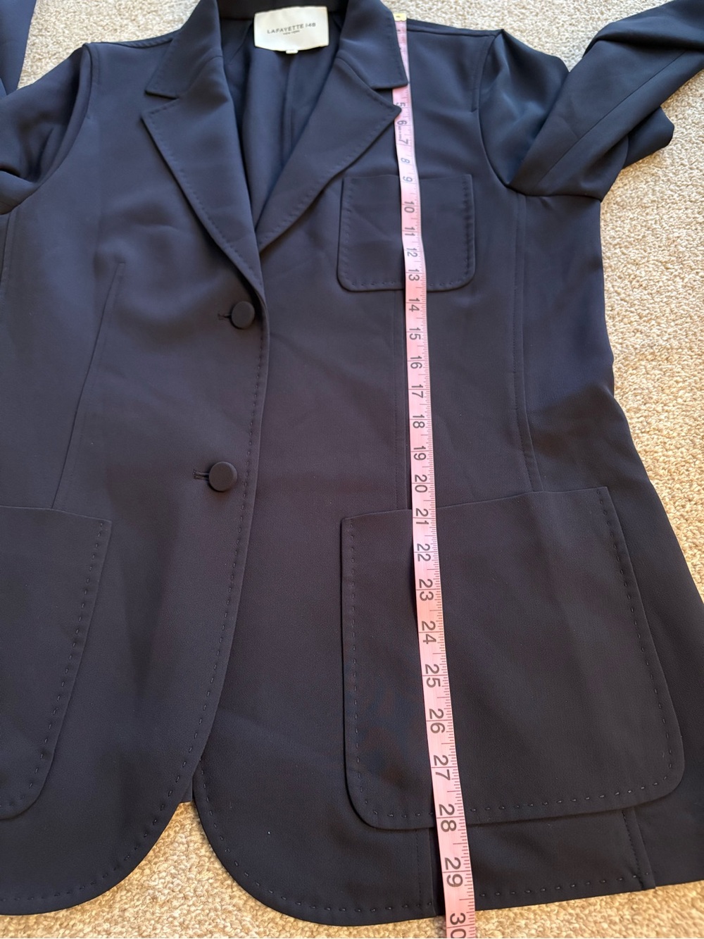 Lafayette 148 New York Navy Tailored Blazer Jacket CareerWear Classic 12 - Picture 6 of 6